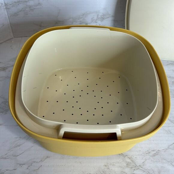 Vintage Tupperware Vegetable Steamer Cooker 3 Piece, Harvest Gold/Mustard - Picture 2 of 7